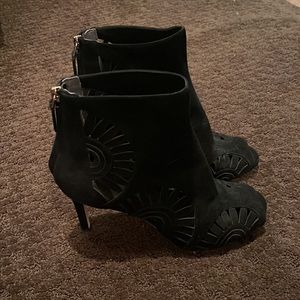 TORY BURCH black suede ankle booties